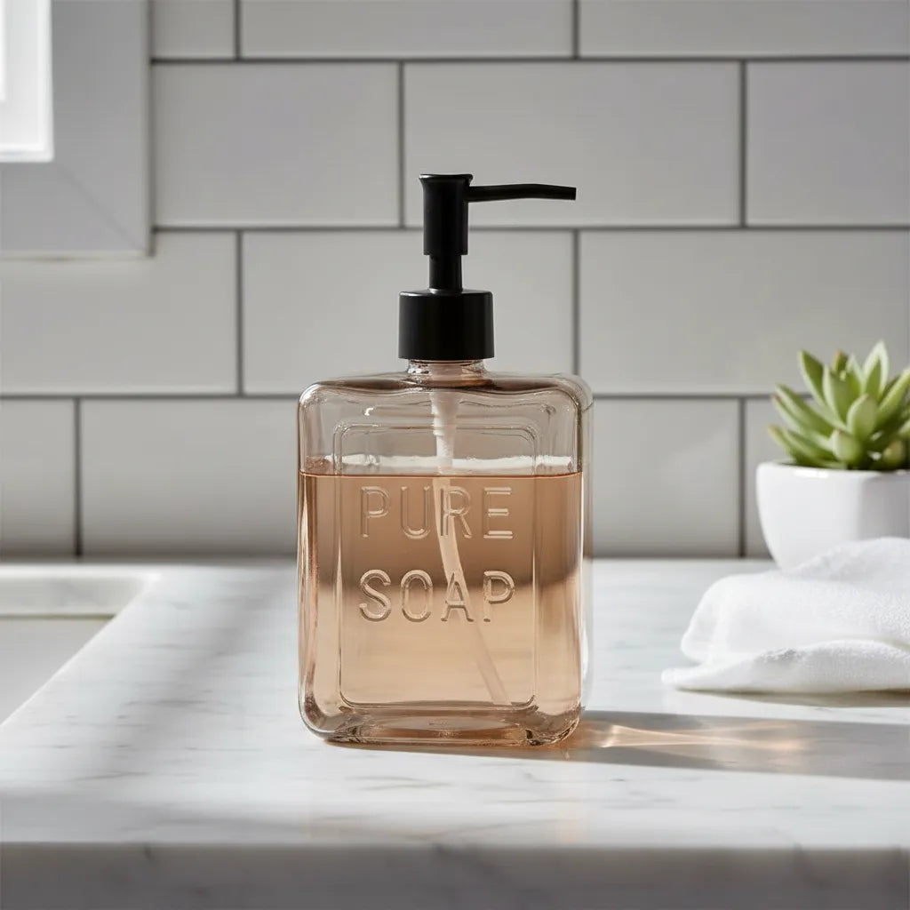 Dispensador De Jabon Vidrio 500ml Ambar Pure Soap