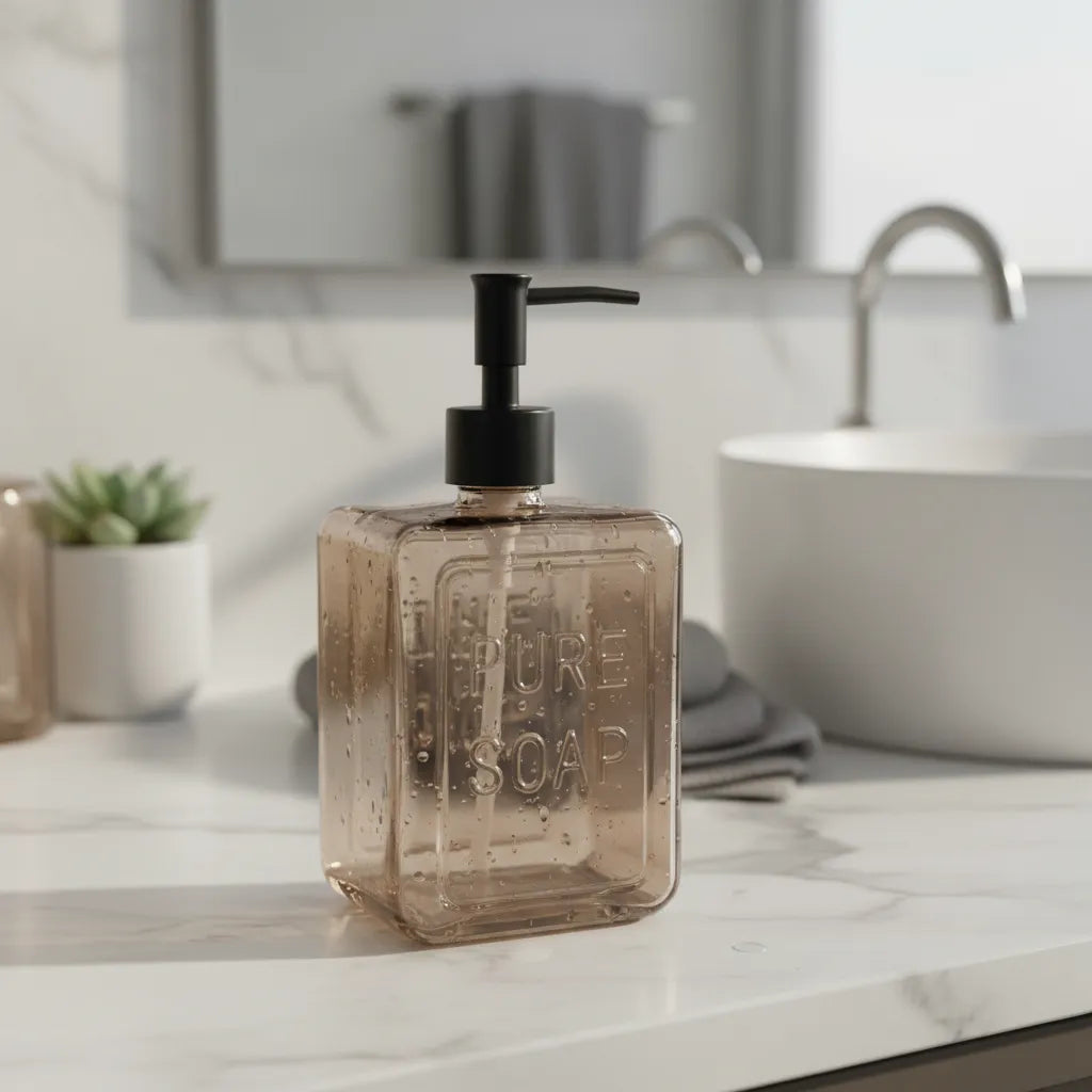 Dispensador De Jabon Vidrio 500ml Ambar Pure Soap