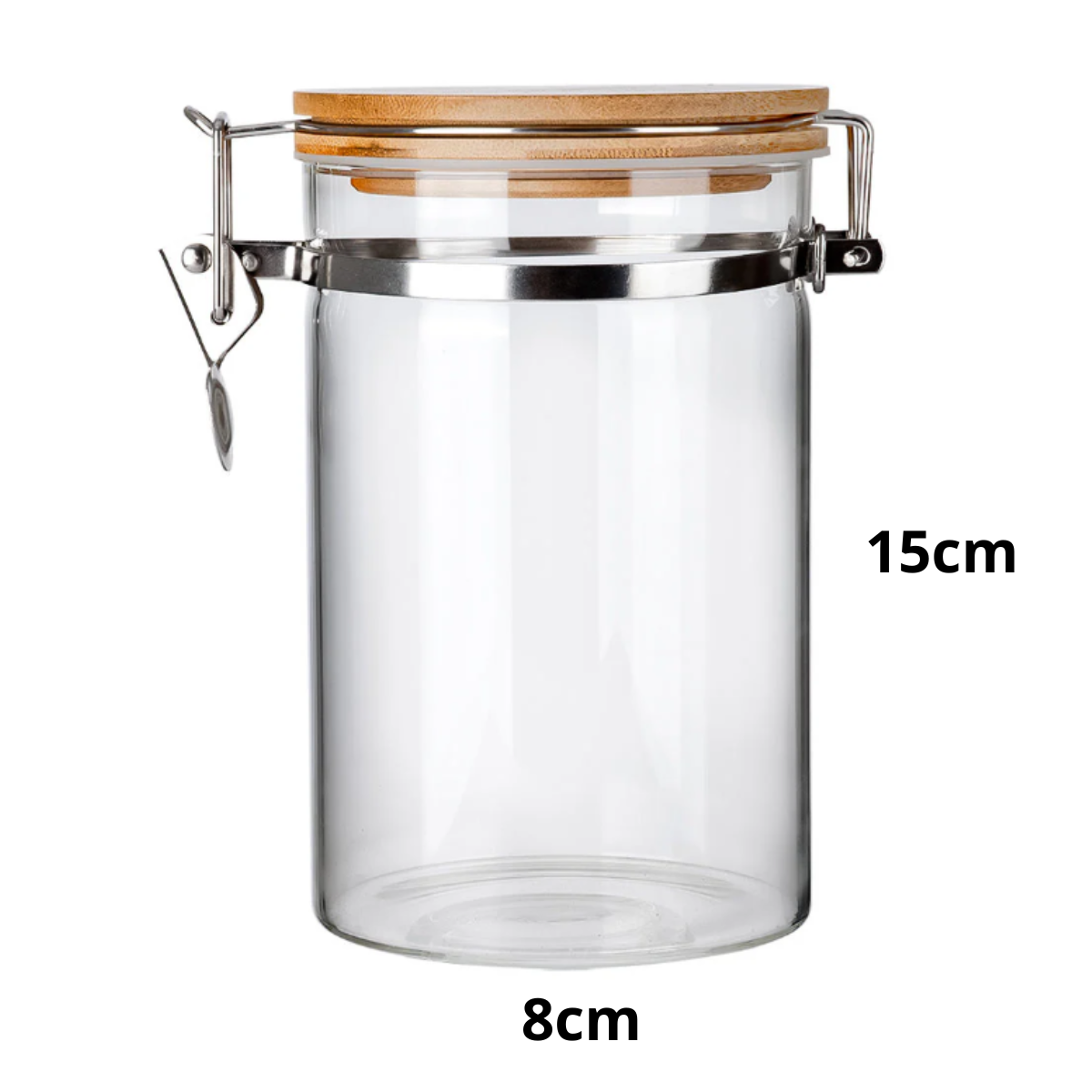 2 Frascos Clip 750ml Contenedor Hermetico Tapa Bambu 8x15cm