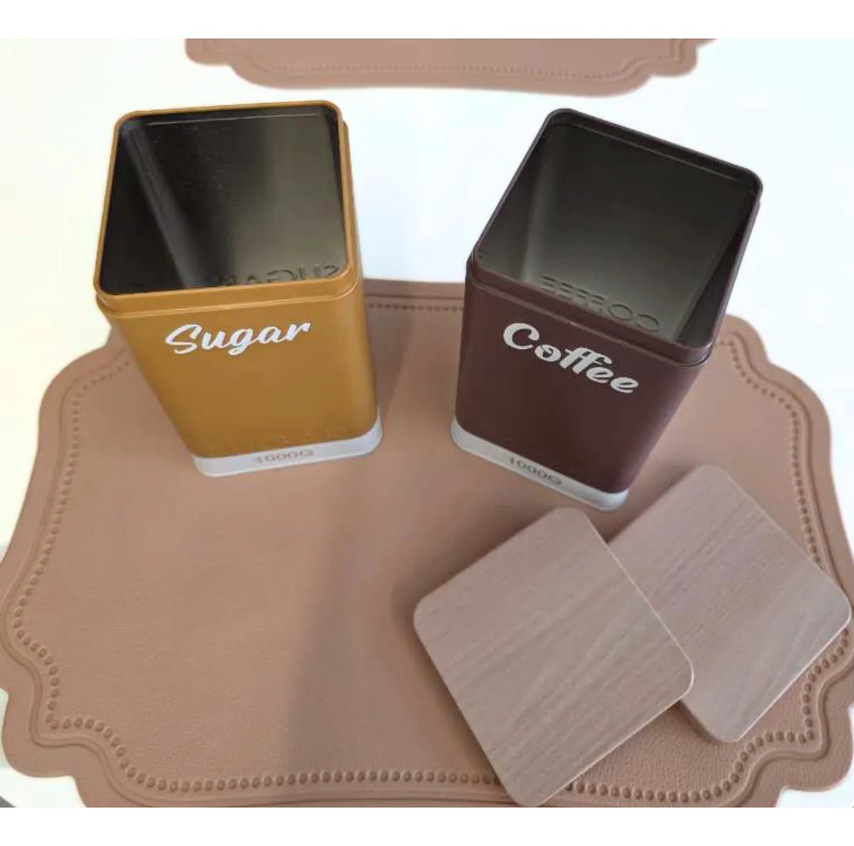 Set Tarro Contenedor Frasco Lata Con Tapa Cafe Azucar Pasta
