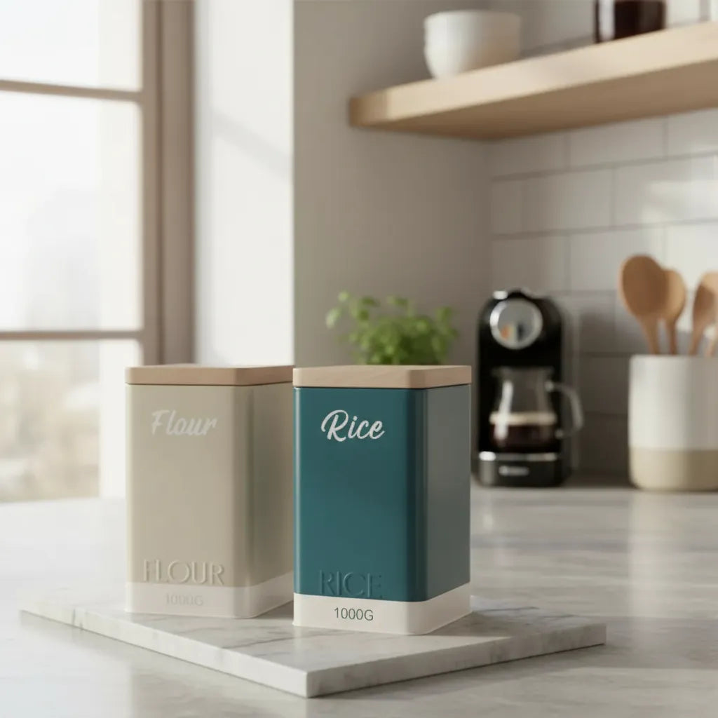 Set Tarro Contenedor Frasco Lata Con Tapa Cafe Azucar Pasta