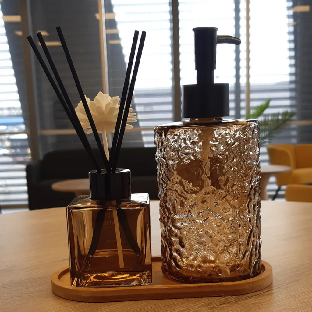 Dispensador Jabon Y Difusor De Varillas Con Base De Bambu