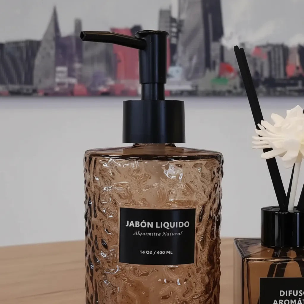 Dispensador Jabon Y Difusor De Varillas Con Base De Bambu