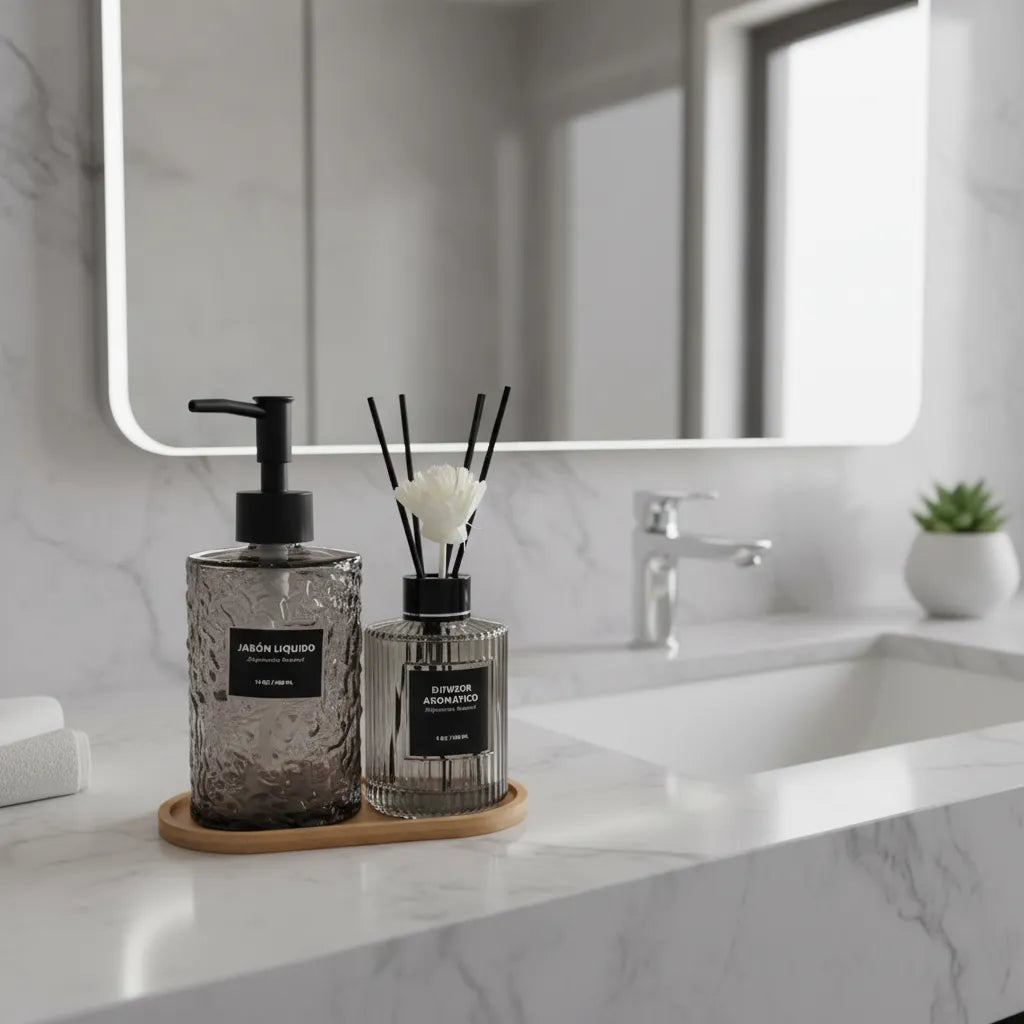 Dispensador Jabon Y Difusor De Varillas Con Base De Bambu