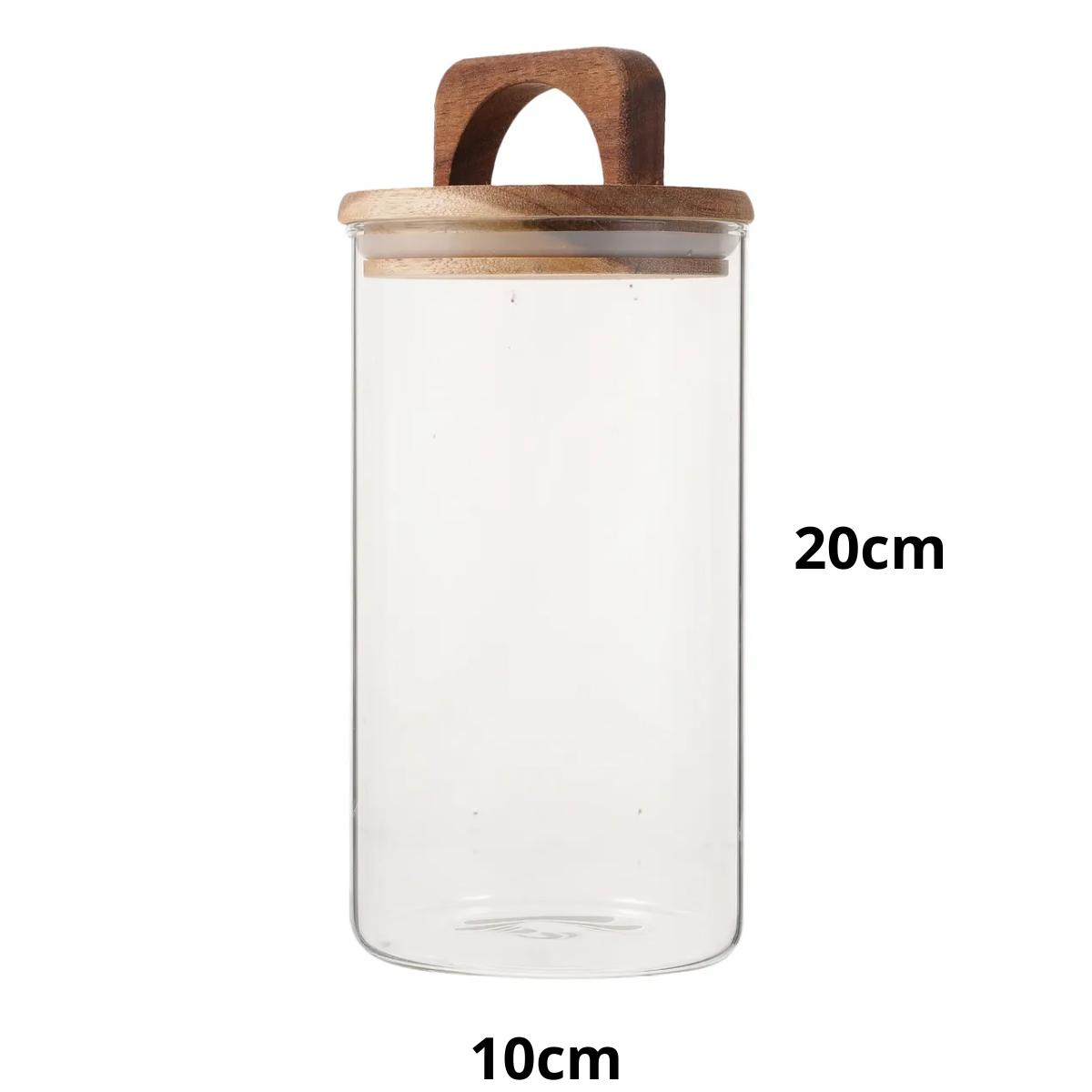 2 Frascos Cilíndrico Vidrio 1500ml Tapa Acacia