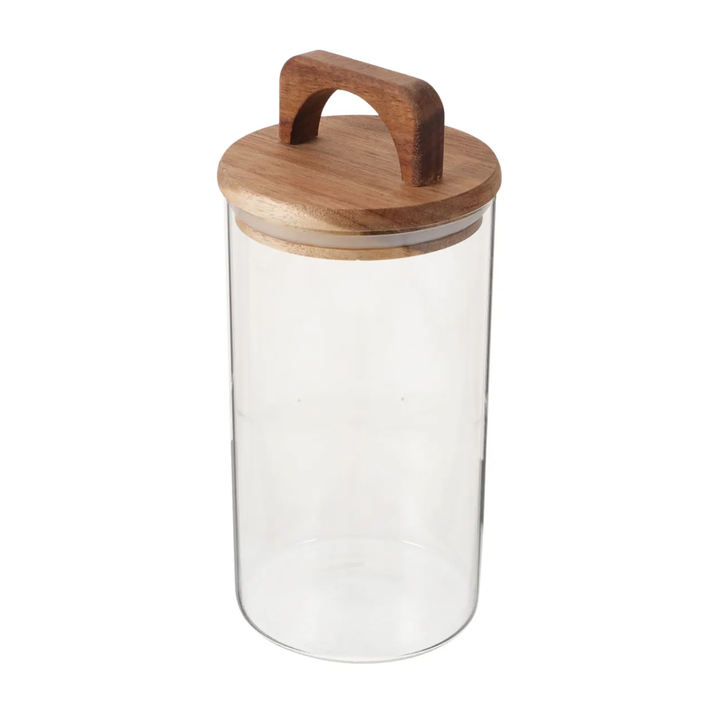 2 Frascos Cilíndrico Vidrio 1500ml Tapa Acacia