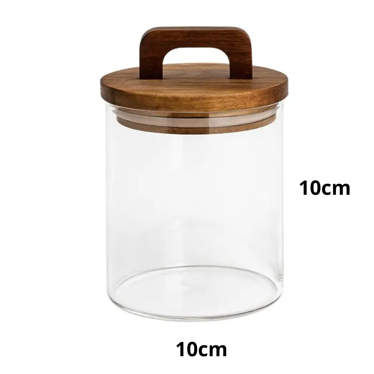4 Frascos Cilíndrico De Vidrio 750ml Tapa Acacia Con Asa