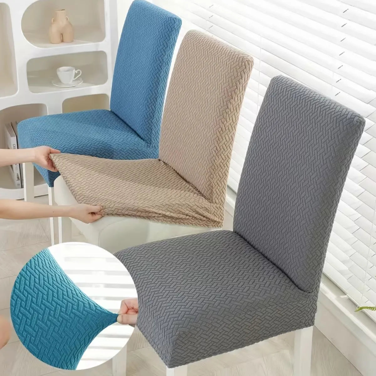 Funda De Silla Elasticada Jacquard Impresa En 3d cuadrille