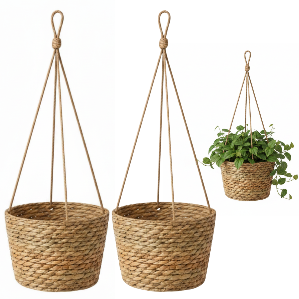 Pack 2 Porta Maceta Cesta De Yute Colgante Cuerda