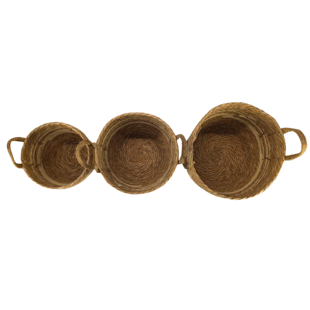 Set 3 Canastos Cesta De Yute Tejido Estilo Rustico Asas