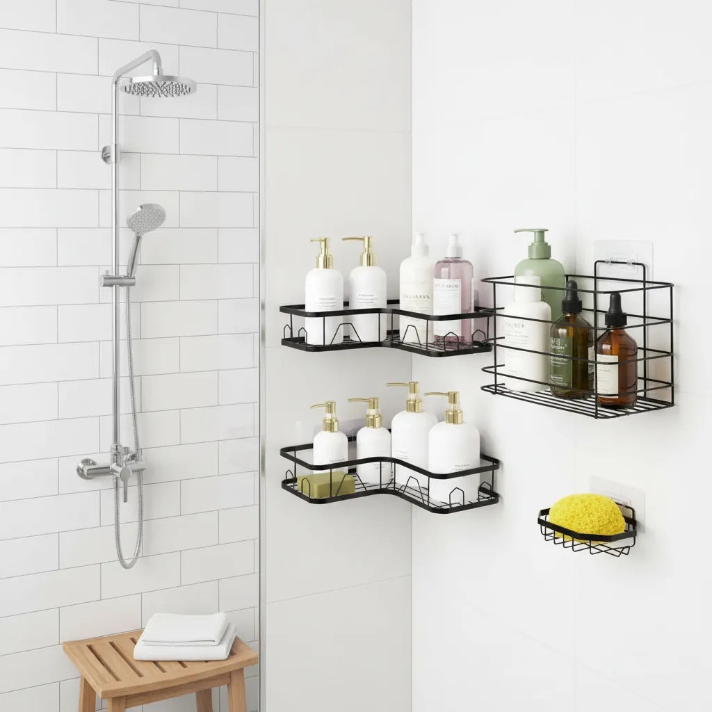 Set 5 Piezas Esquinero Organizador Ducha Baño Con Adhesivos