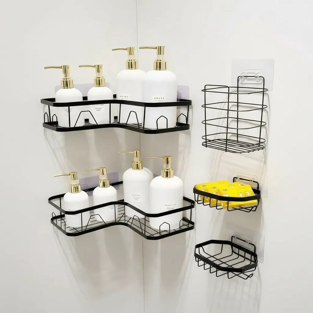 Set 5 Piezas Esquinero Organizador Ducha Baño Con Adhesivos