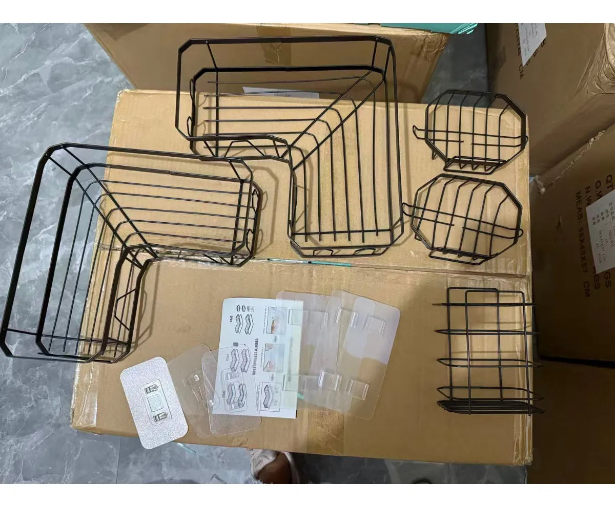 Set 5 Piezas Esquinero Organizador Ducha Baño Con Adhesivos