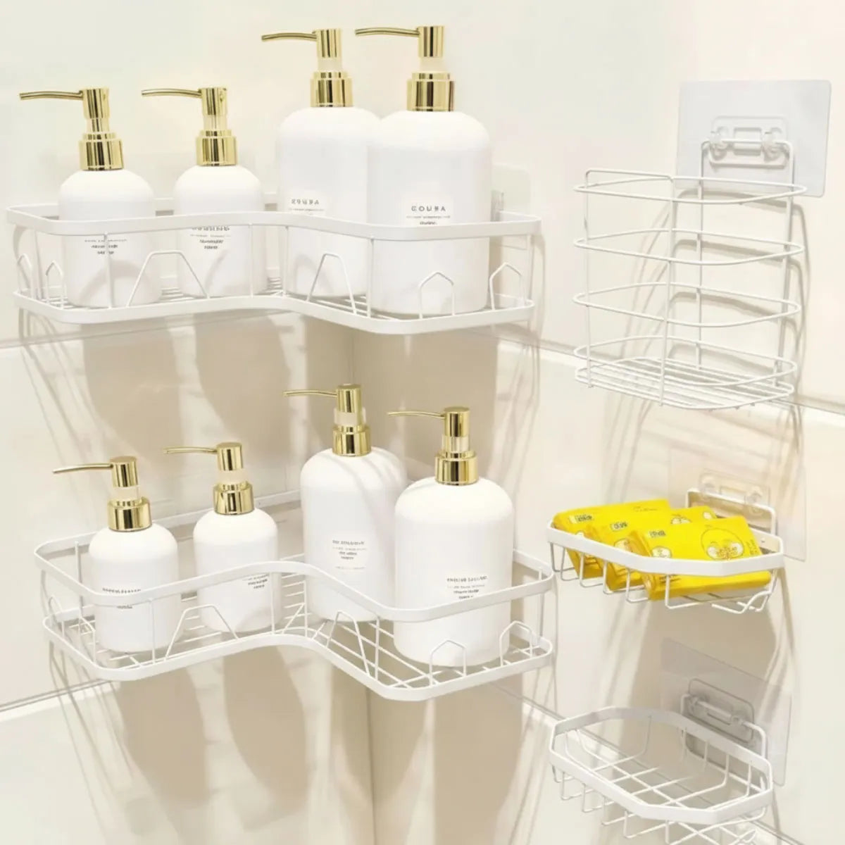 Set 5 Piezas Esquinero Organizador Ducha Baño Con Adhesivos
