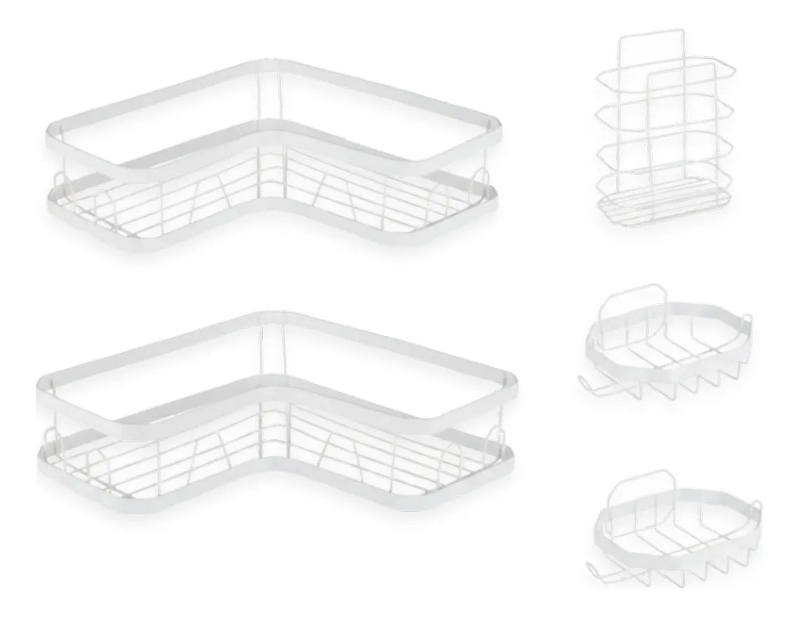 Set 5 Piezas Esquinero Organizador Ducha Baño Con Adhesivos