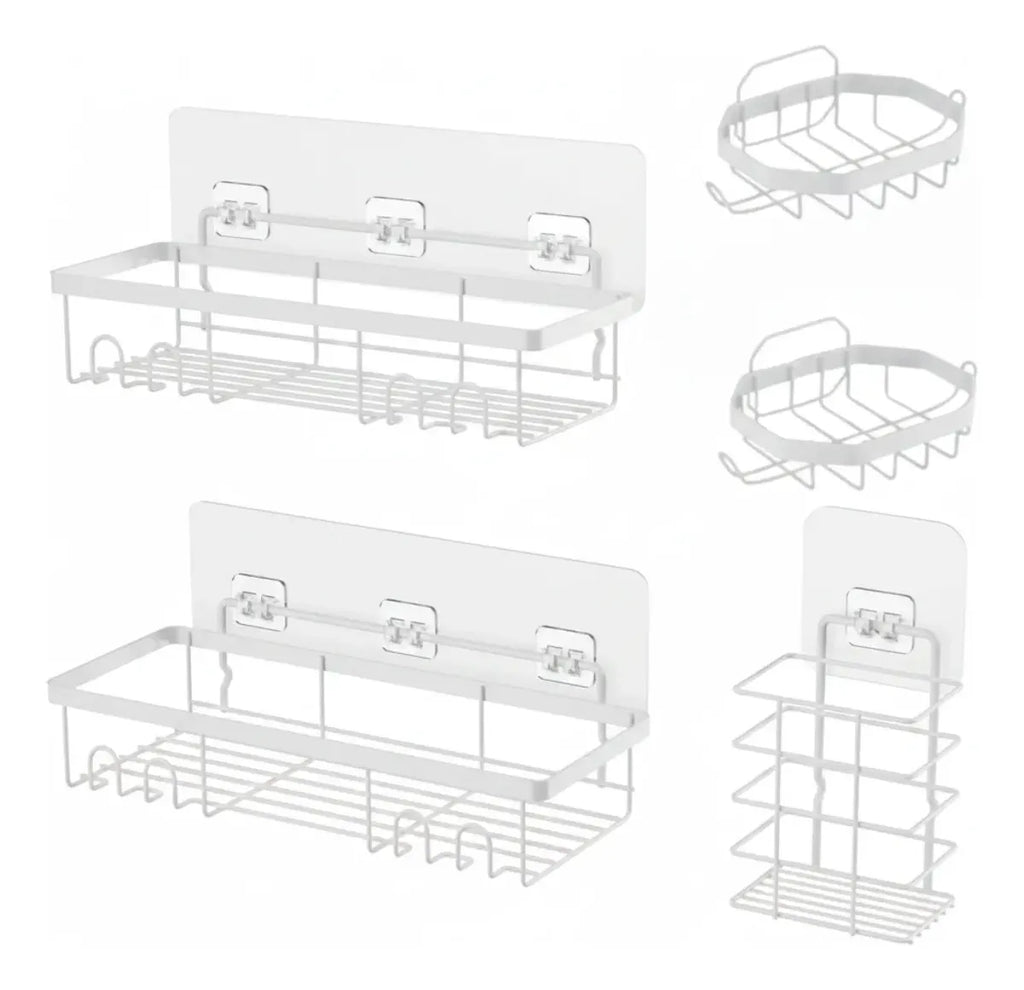 Set 5 Piezas Estante Organizador Ducha Baño Con Adhesivos