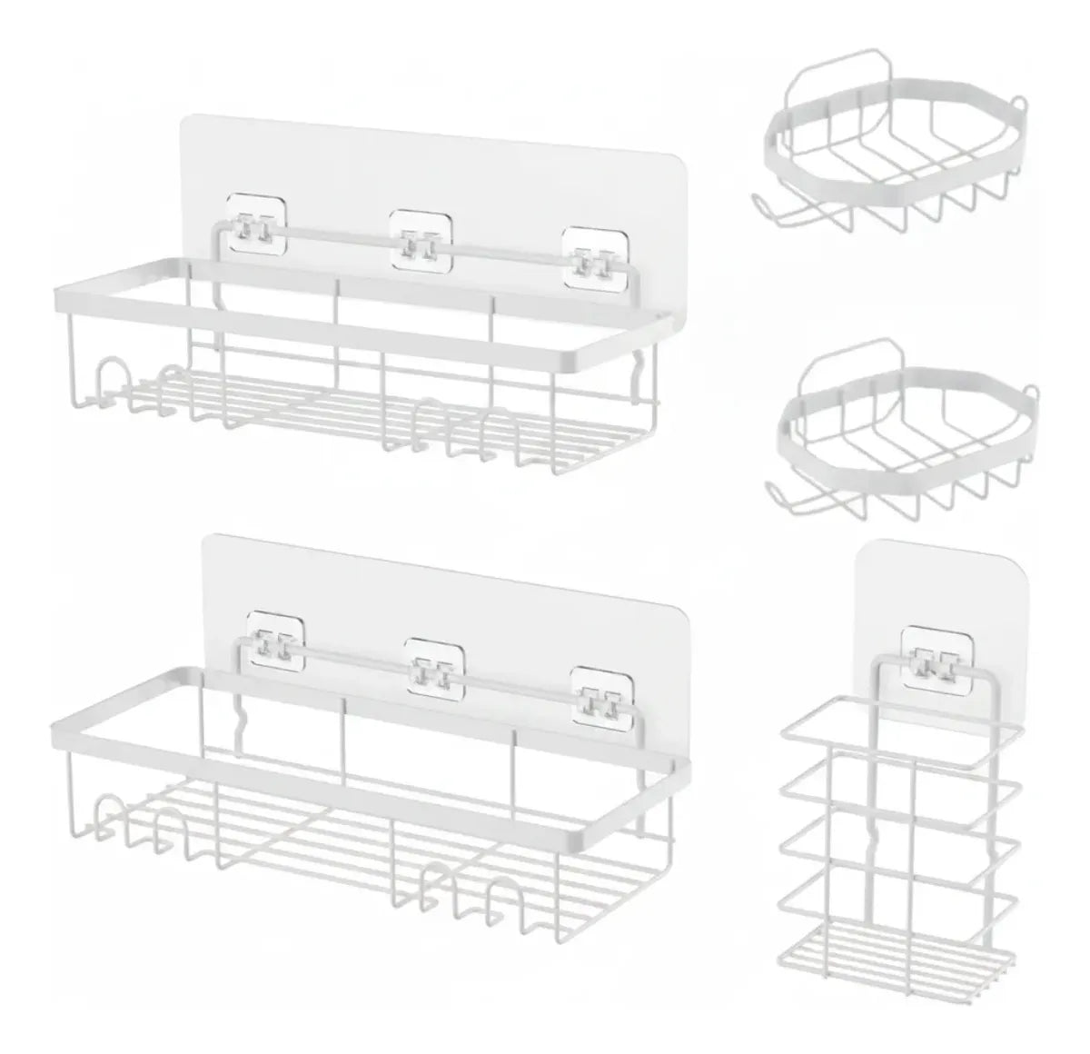 Set 5 Piezas Estante Organizador Ducha Baño Con Adhesivos
