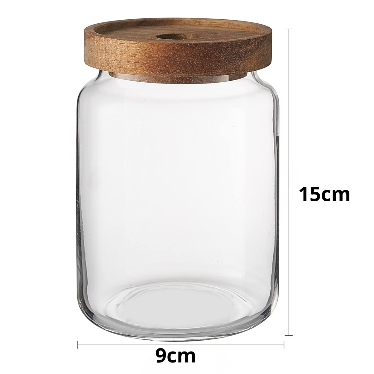 3 Frascos Vidrio De 900ml Con Tapa Madera Acacia Hermetico