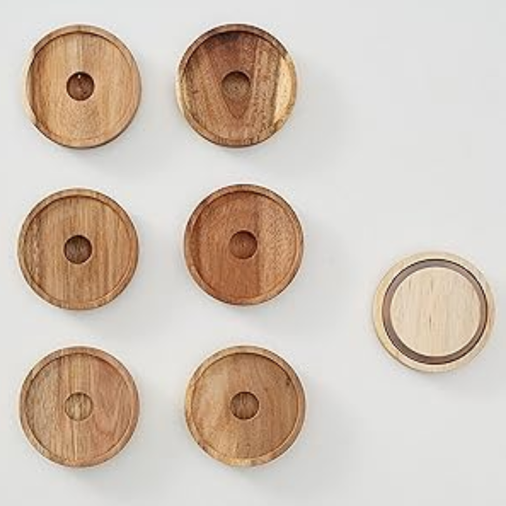 3 Frascos Vidrio De 900ml Con Tapa Madera Acacia Hermetico