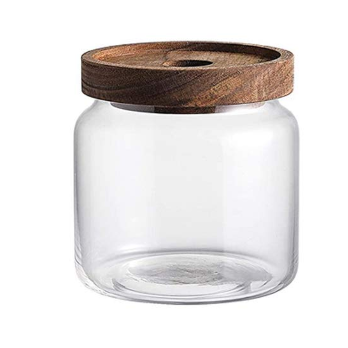 4 Frascos Vidrio De 650ml Con Tapa Madera Acacia Hermetico