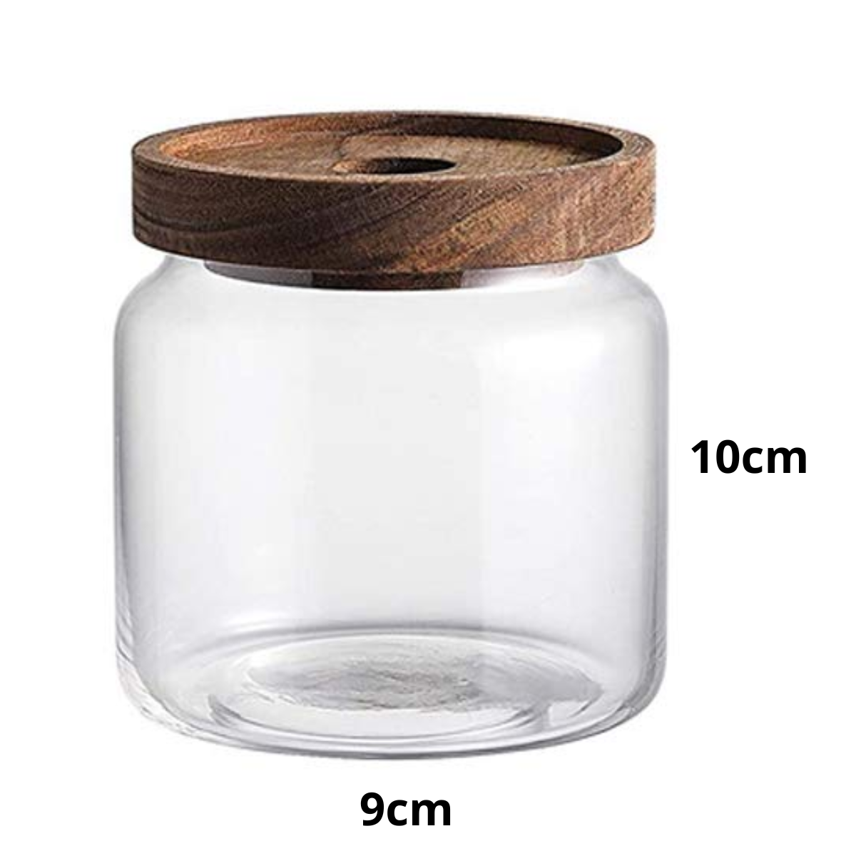 4 Frascos Vidrio De 650ml Con Tapa Madera Acacia Hermetico