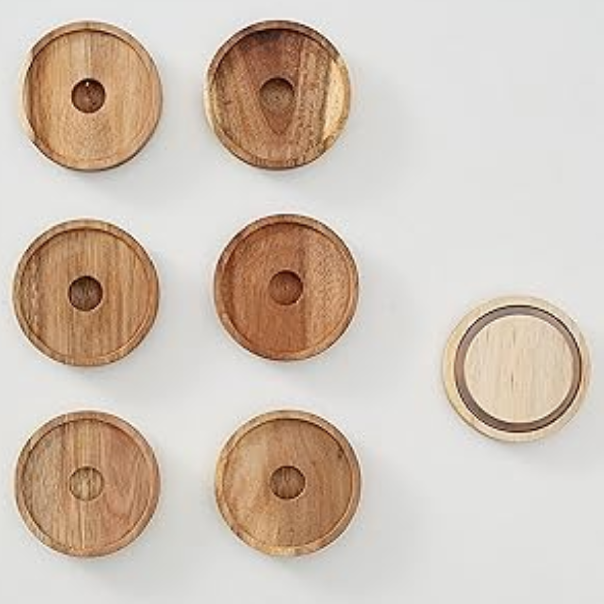 4 Frascos Vidrio De 650ml Con Tapa Madera Acacia Hermetico