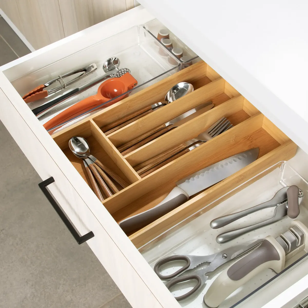 Organizador Bambu Cubierto Utensillo Cajon Escritorio