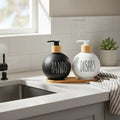 Dispensador Redondo Jabon Y Lavaloza Bandeja Bambu Dish Soap