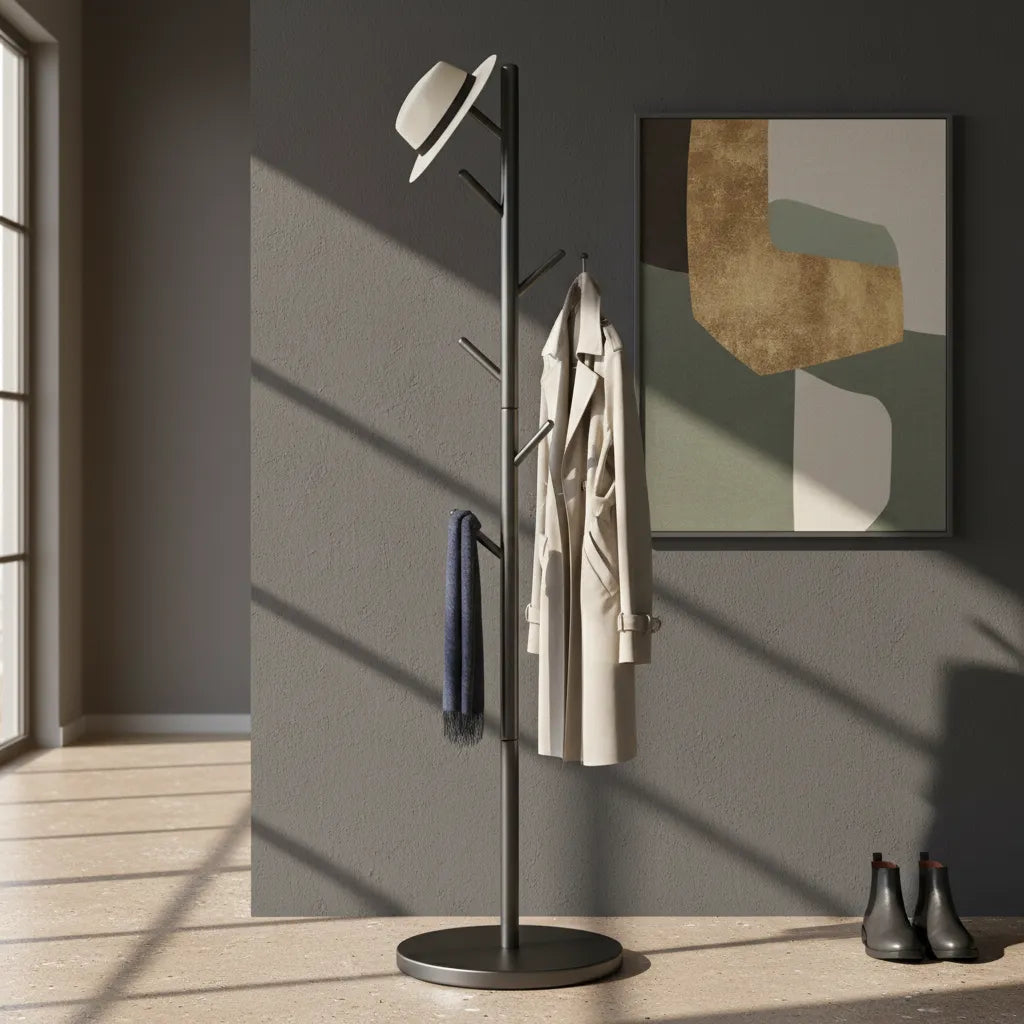 Perchero De Pie Base Piedra Colgador Ropa Pedestal 170cm
