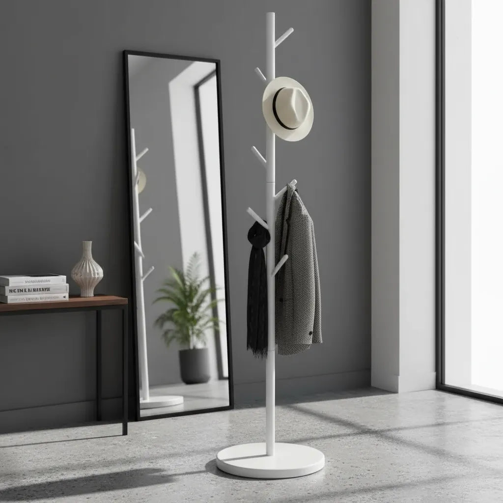 Perchero De Pie Base Piedra Colgador Ropa Pedestal 170cm