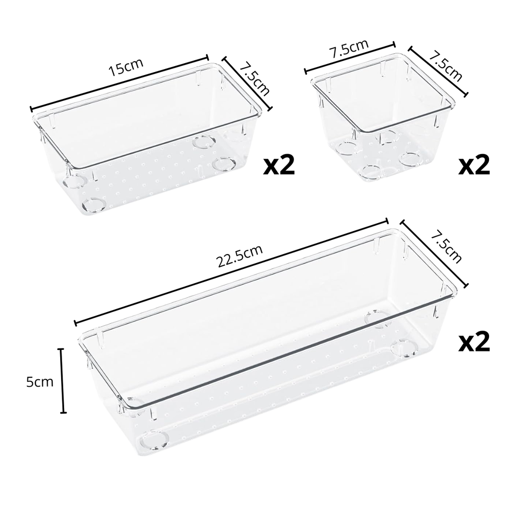 Set 6 Cajas Organizadora Cajon Closet Acrilico Maquillaje