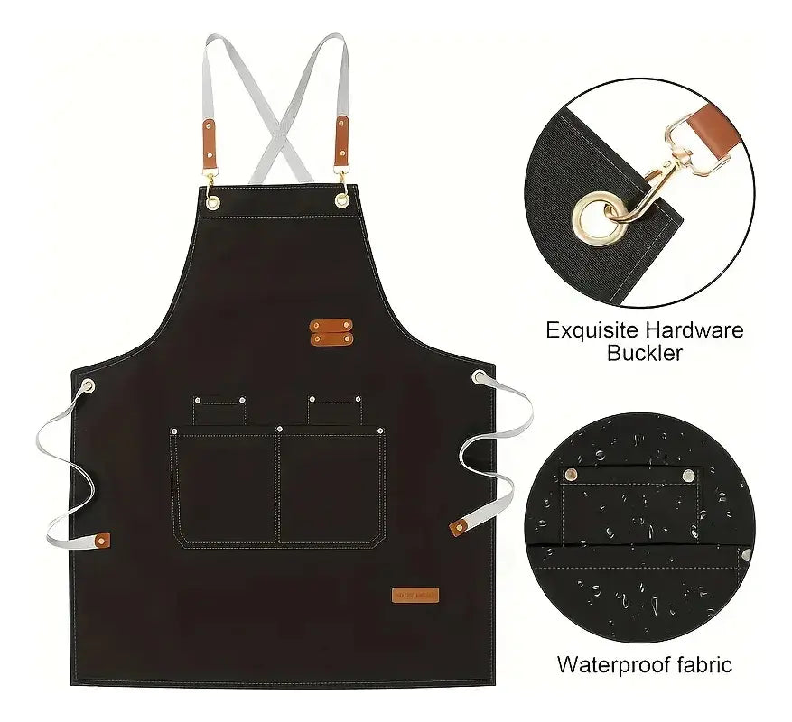 Delantal Uniforme Repelente Al Agua Multiuso Con Bolsillos