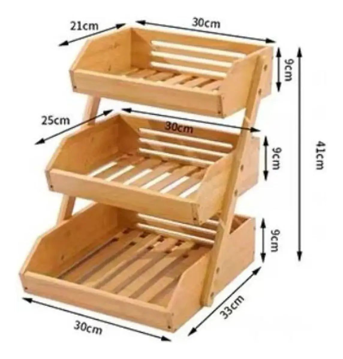 Frutero Cesta De Frutas De Bambu De 3 Niveles Multiuso