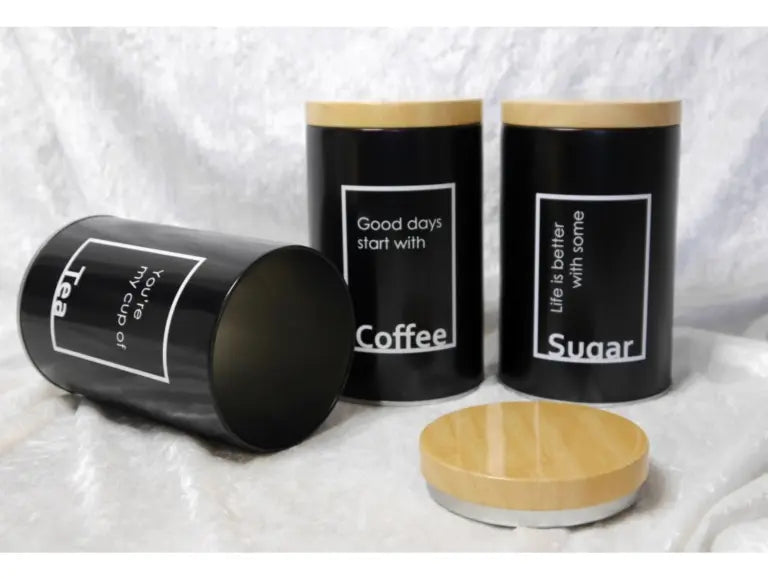 Set 3 Tarro Contenedor Frasco Lata Con Tapa Cafe/te/azucar