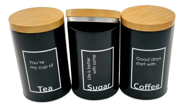 Set 3 Tarro Contenedor Frasco Lata Con Tapa Cafe/te/azucar