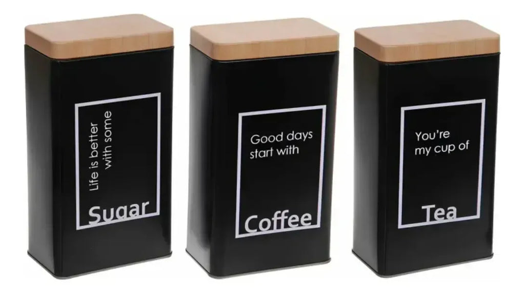 Set 3 Tarro Contenedor Frasco Lata Con Tapa Cafe/te/azucar