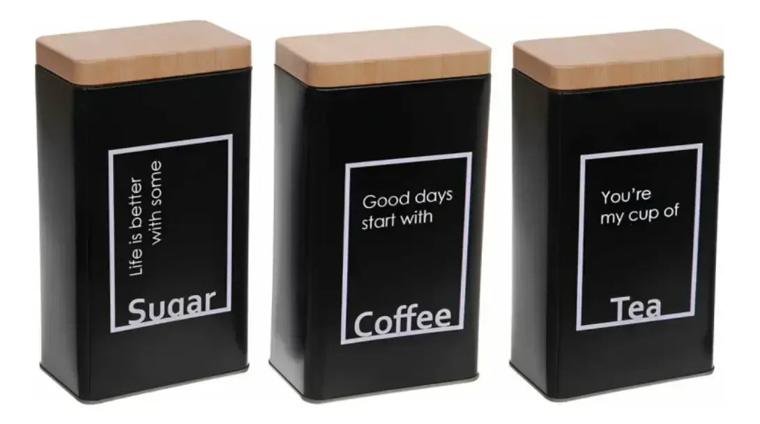 Set 3 Tarro Contenedor Frasco Lata Con Tapa Cafe/te/azucar