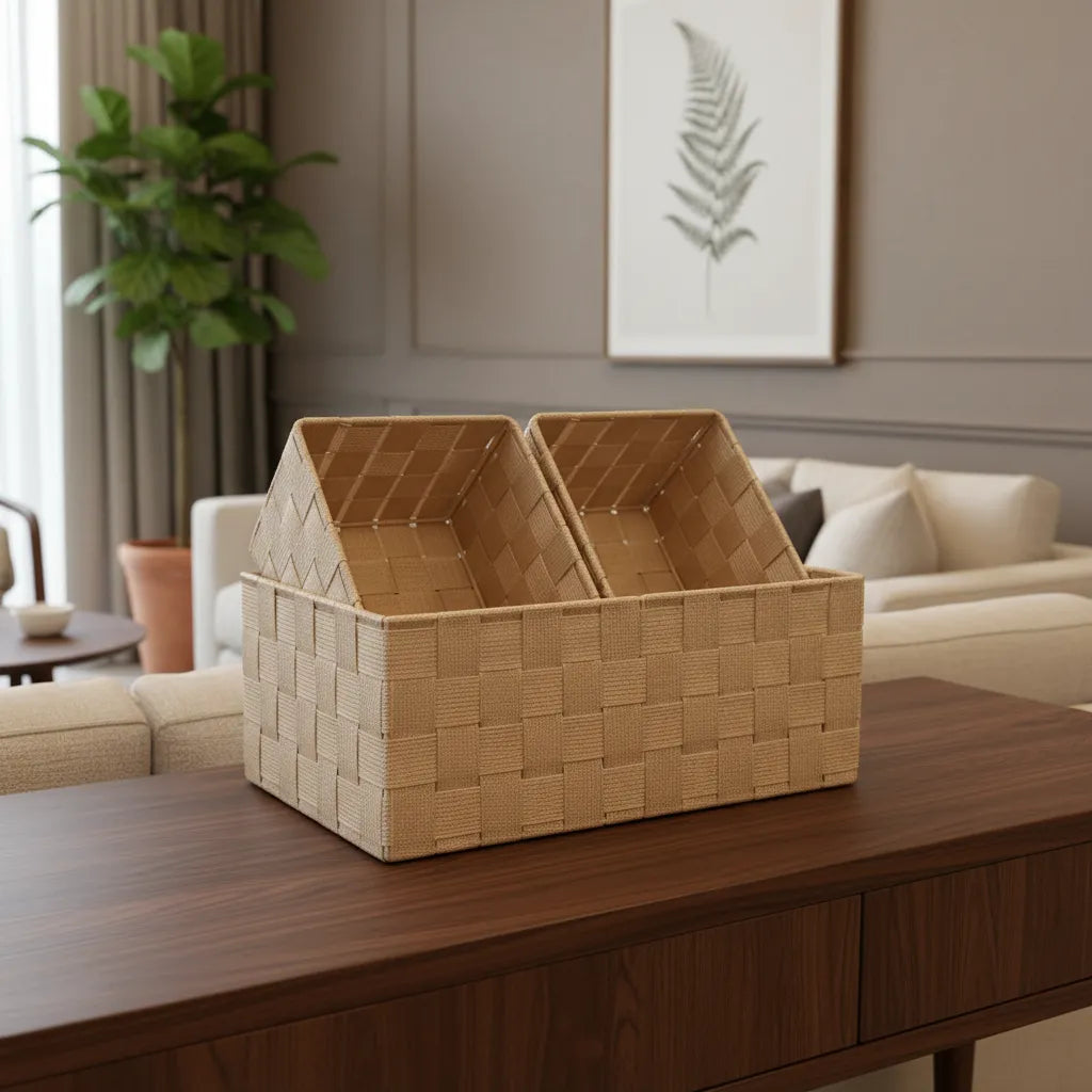 Set De 3 Canasto Cesta Organizador Almacenamiento Multiuso