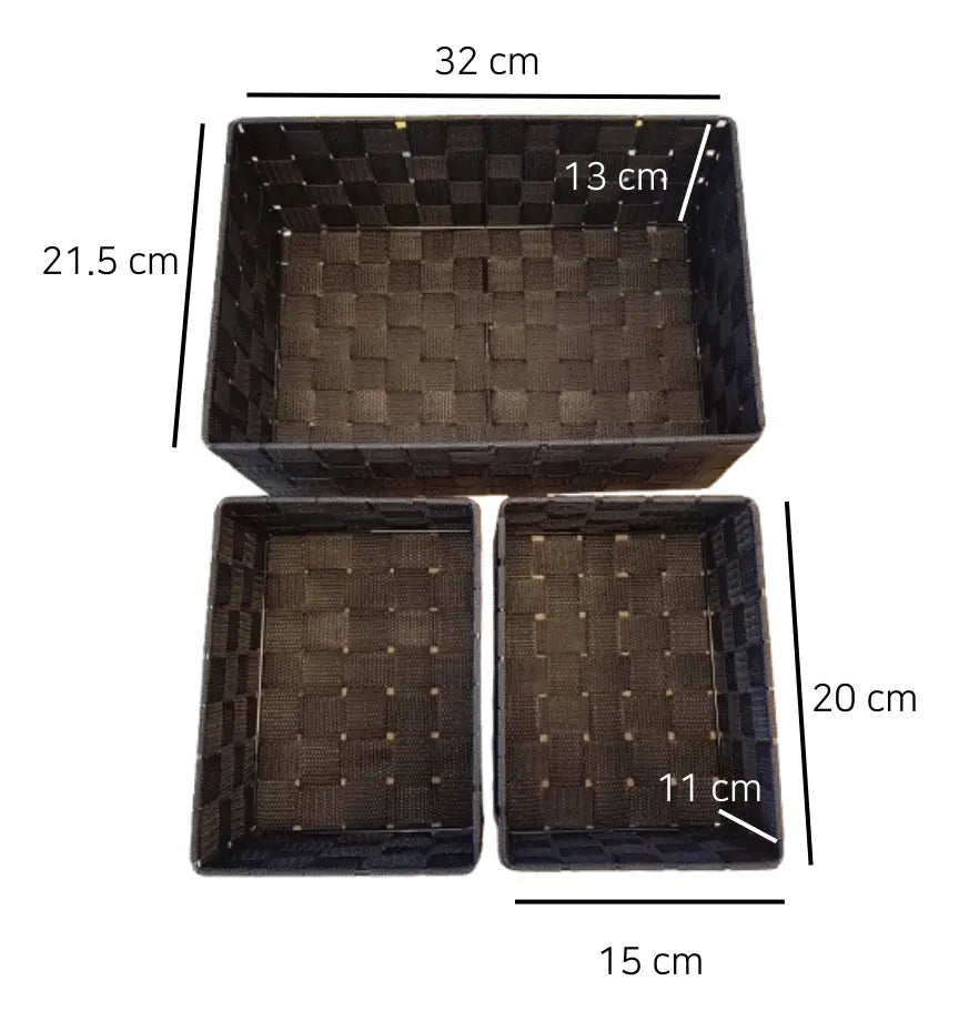 Set De 3 Canasto Cesta Organizador Almacenamiento Multiuso
