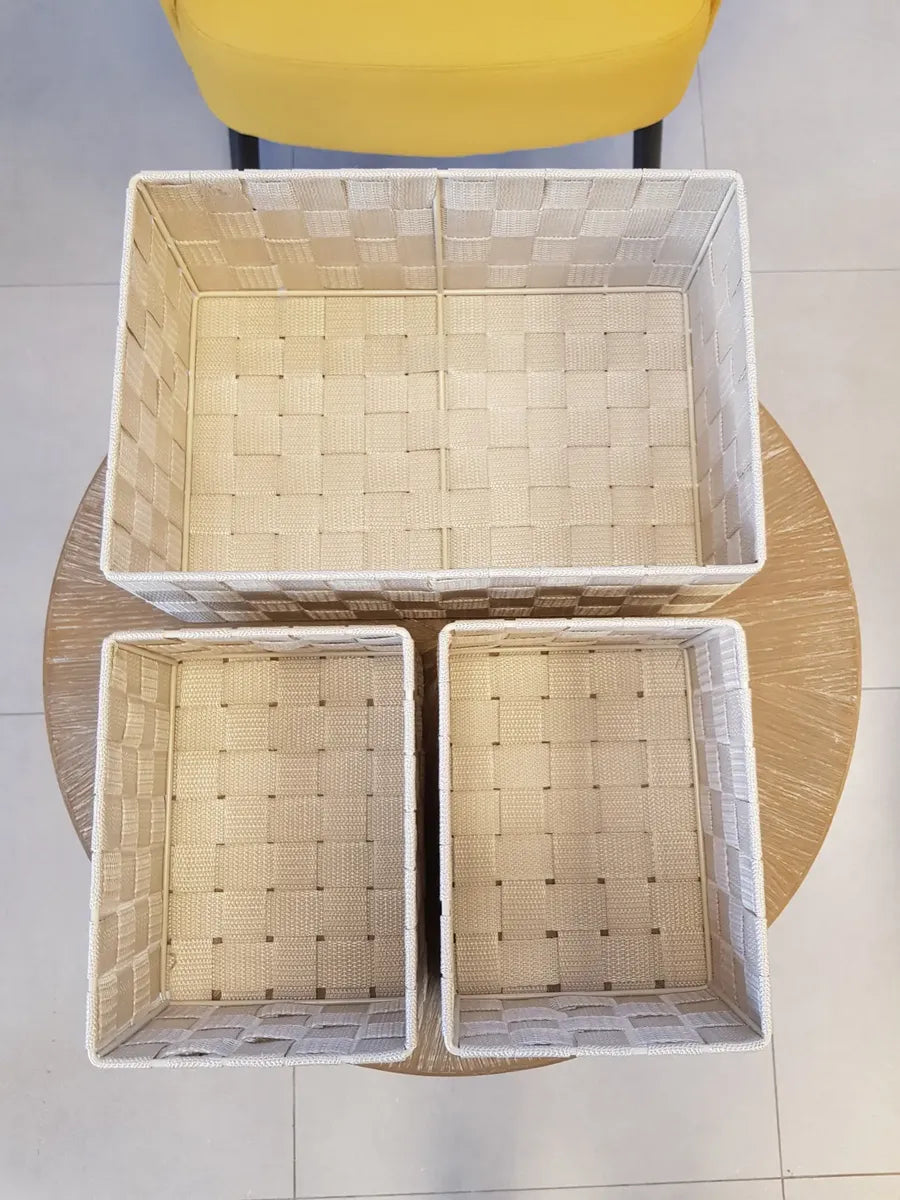 Set De 3 Canasto Cesta Organizador Almacenamiento Multiuso