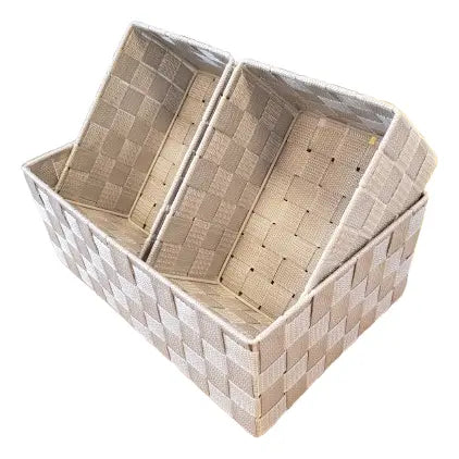 Set De 3 Canasto Cesta Organizador Almacenamiento Multiuso