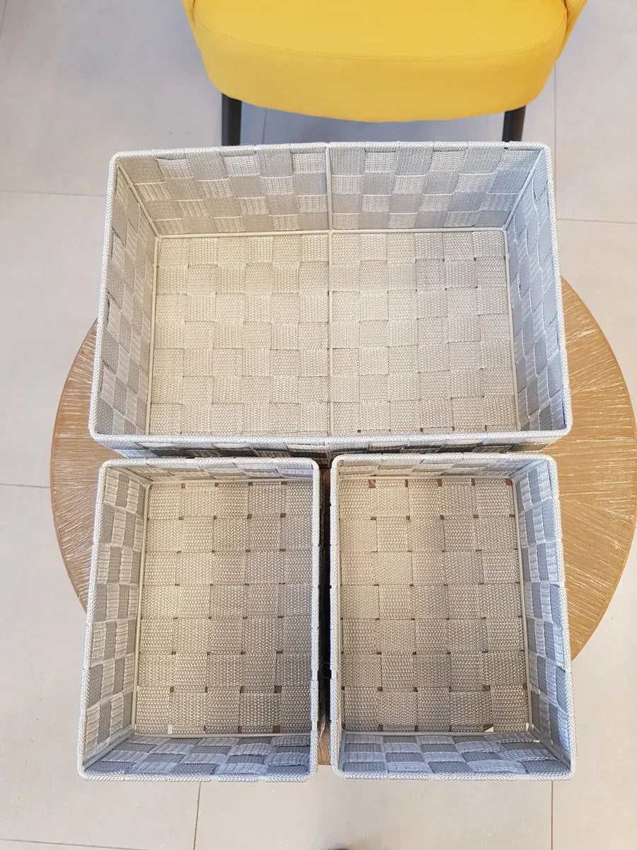 Set De 3 Canasto Cesta Organizador Almacenamiento Multiuso