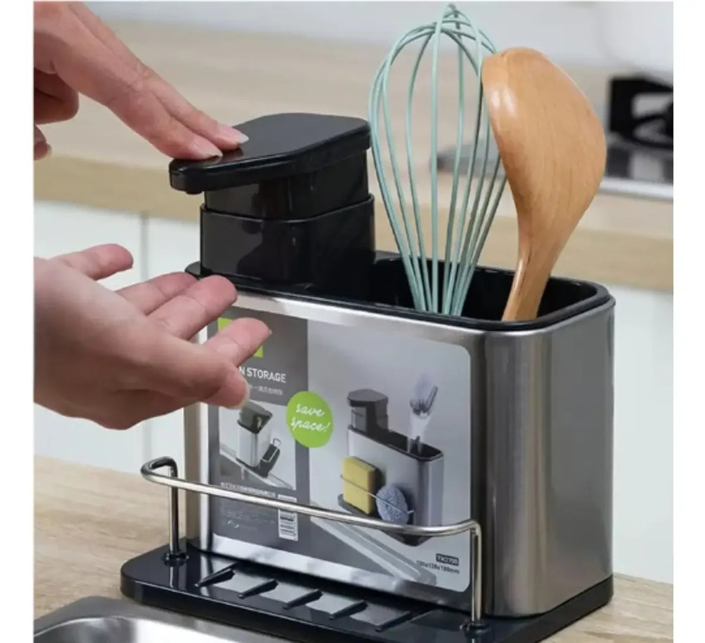 Dispensador Jabon Lavalozas Bomba Con Recipiente Plateado