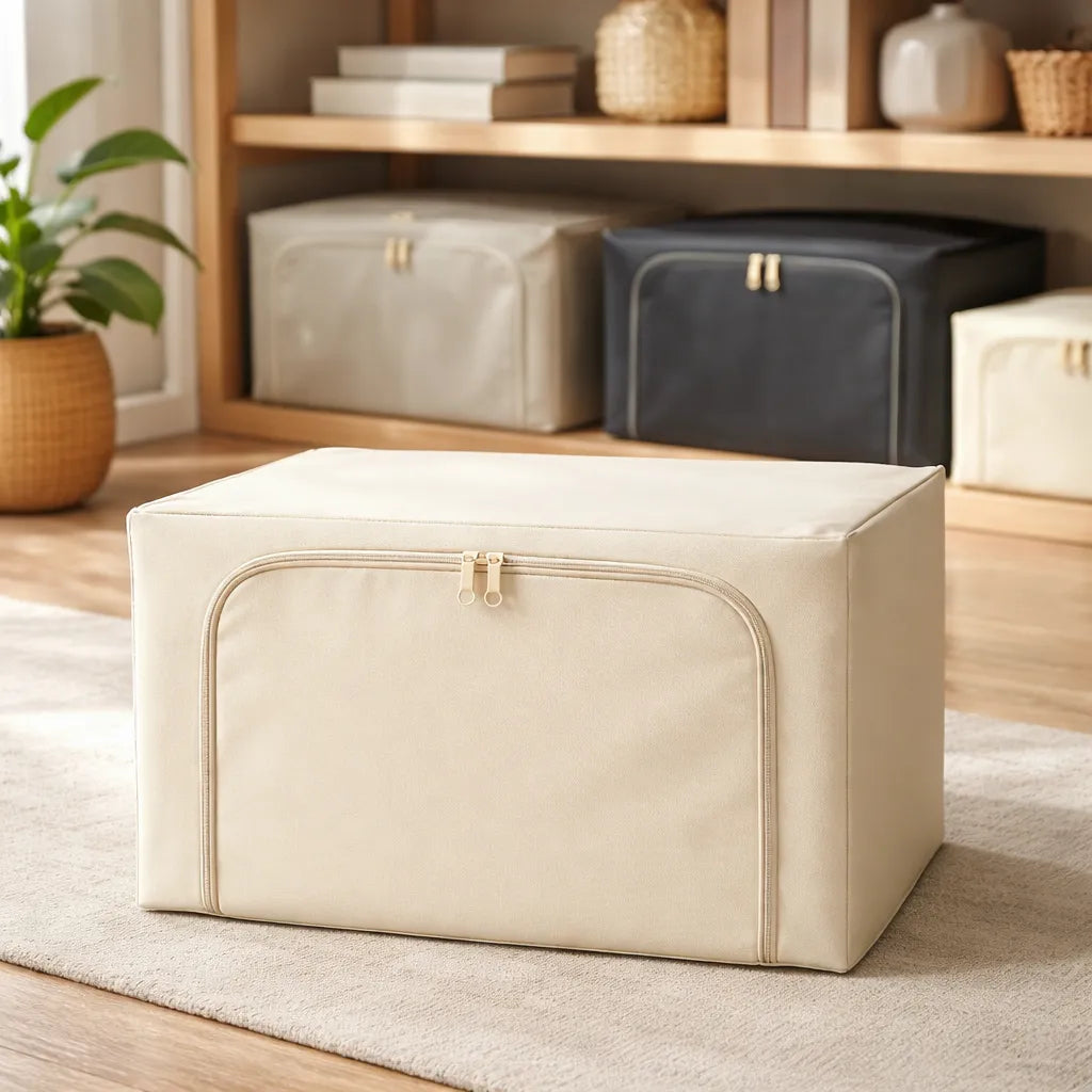 Caja Organizador Almacenamiento Tela Soporte Metal Multiuso