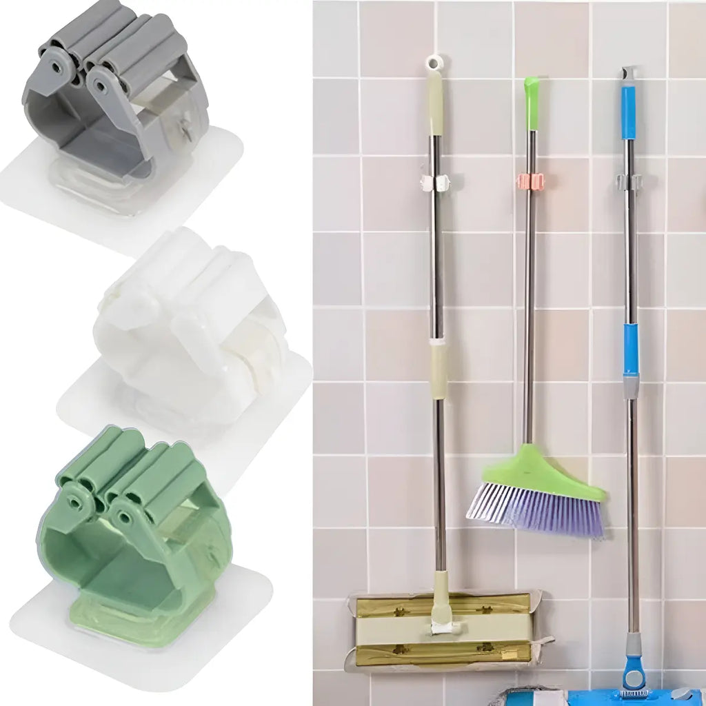 3 Set Organizador Soporte Escoba Mopa Autoadjesivo Pared