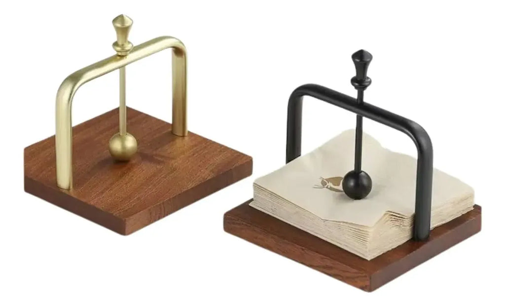 Servilletero Porta Servilletas De Madera Y Metal Con Peso