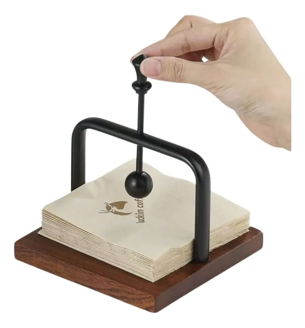 Servilletero Porta Servilletas De Madera Y Metal Con Peso