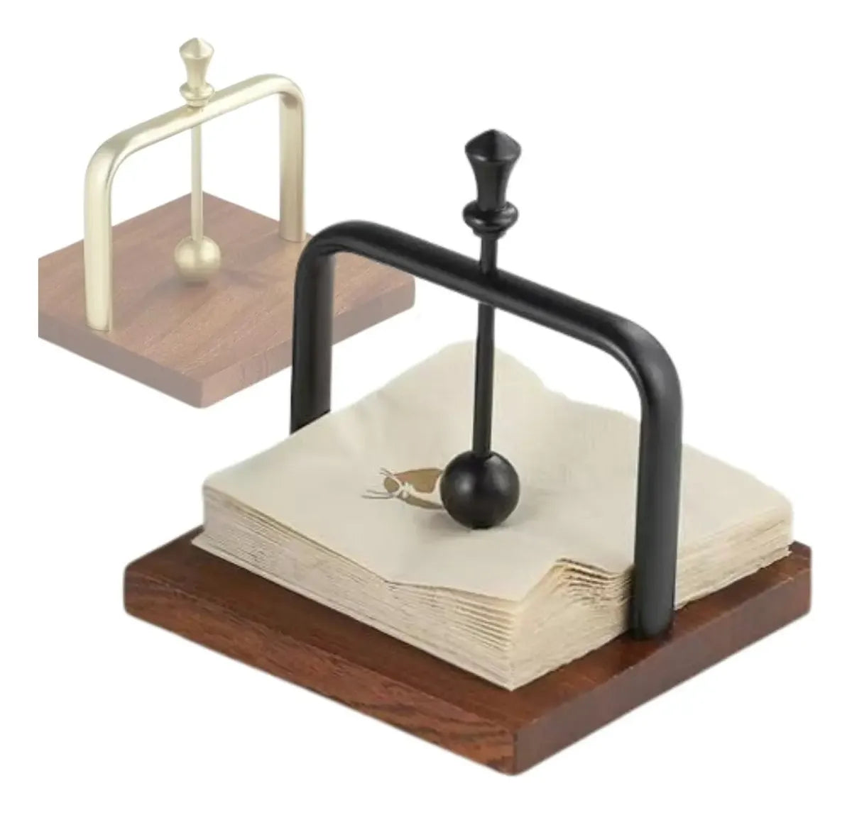 Servilletero Porta Servilletas De Madera Y Metal Con Peso
