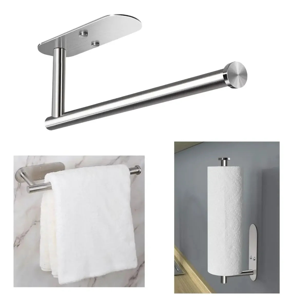 Porta Rollo De Cocina Acero Inoxidable Soporte Nova Adhesivo