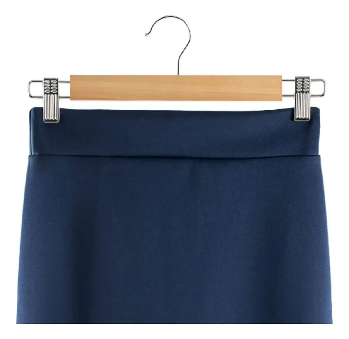 10 Colgadores Gancho Madera Metal Falda Pantalón Con Pinza